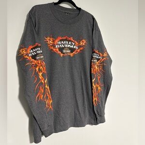 Harley Davidson Longsleeve Shirt with Flamed 🔥 Size Large